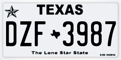 TX license plate DZF3987