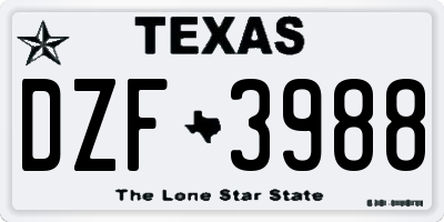 TX license plate DZF3988