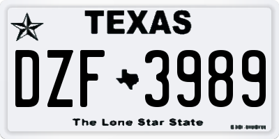 TX license plate DZF3989