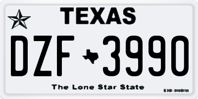 TX license plate DZF3990