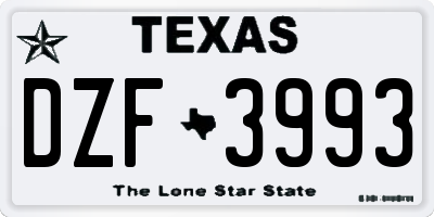 TX license plate DZF3993