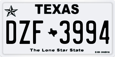 TX license plate DZF3994