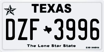 TX license plate DZF3996