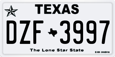 TX license plate DZF3997