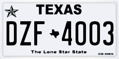 TX license plate DZF4003