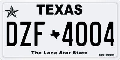 TX license plate DZF4004