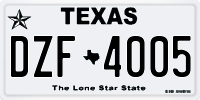 TX license plate DZF4005
