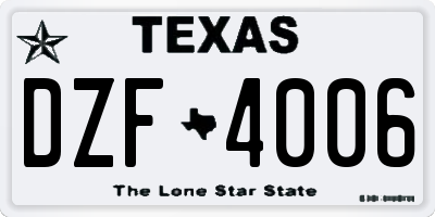 TX license plate DZF4006