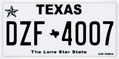 TX license plate DZF4007