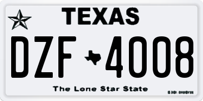 TX license plate DZF4008