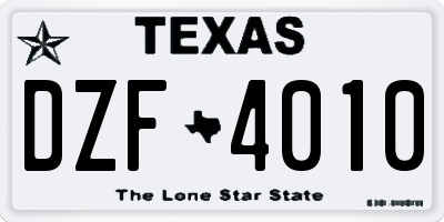 TX license plate DZF4010