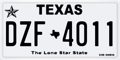 TX license plate DZF4011