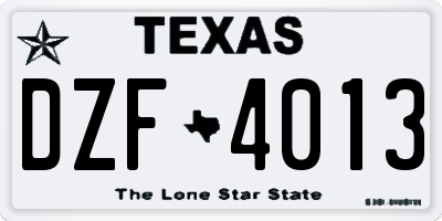 TX license plate DZF4013