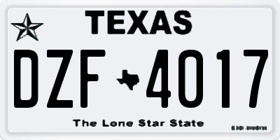 TX license plate DZF4017