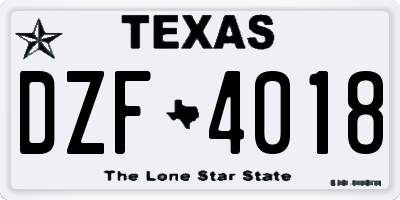 TX license plate DZF4018