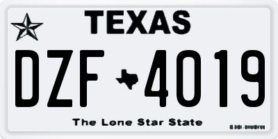TX license plate DZF4019