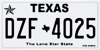 TX license plate DZF4025