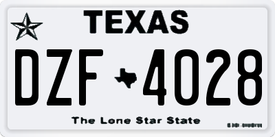 TX license plate DZF4028