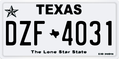 TX license plate DZF4031