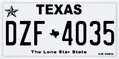 TX license plate DZF4035