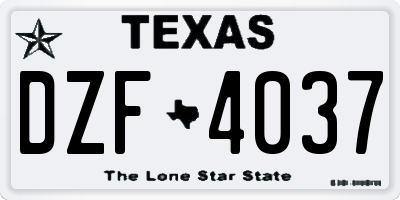 TX license plate DZF4037