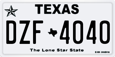 TX license plate DZF4040