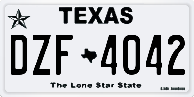 TX license plate DZF4042