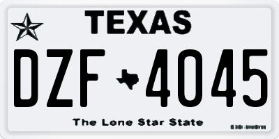TX license plate DZF4045