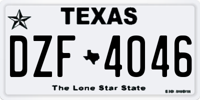 TX license plate DZF4046