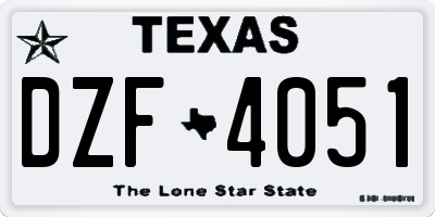 TX license plate DZF4051
