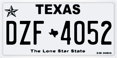 TX license plate DZF4052