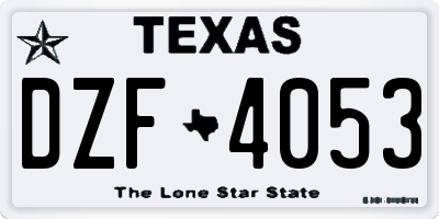 TX license plate DZF4053