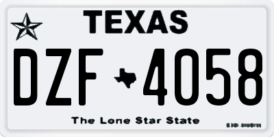 TX license plate DZF4058