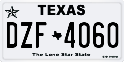 TX license plate DZF4060