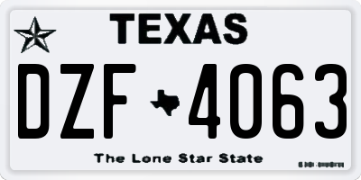 TX license plate DZF4063