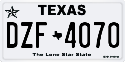 TX license plate DZF4070