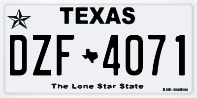 TX license plate DZF4071