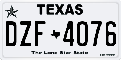 TX license plate DZF4076