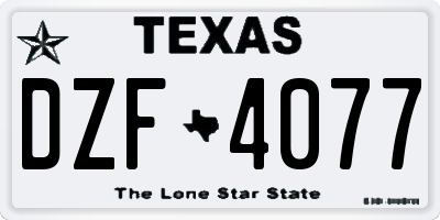TX license plate DZF4077