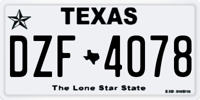 TX license plate DZF4078
