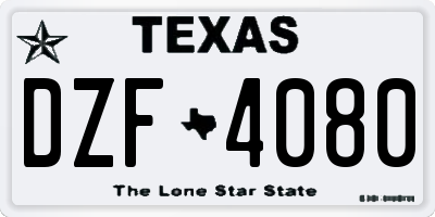 TX license plate DZF4080