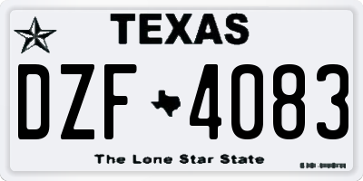 TX license plate DZF4083