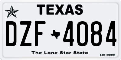 TX license plate DZF4084
