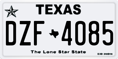 TX license plate DZF4085