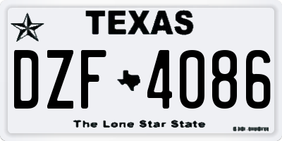 TX license plate DZF4086
