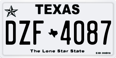 TX license plate DZF4087