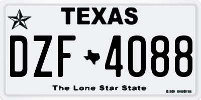 TX license plate DZF4088