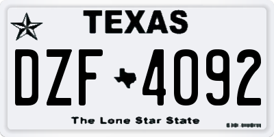 TX license plate DZF4092
