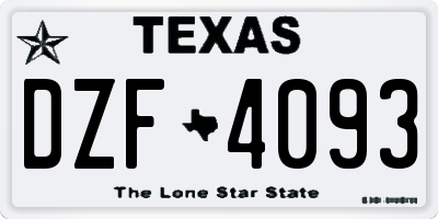 TX license plate DZF4093