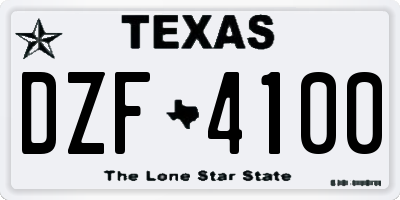 TX license plate DZF4100
